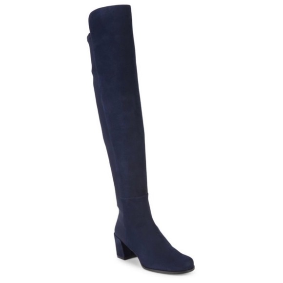 Stuart Weitzman NEW 5050 City Block Over the Knee Blue Suede Size 4.5 US 35 EU - Picture 3 of 10